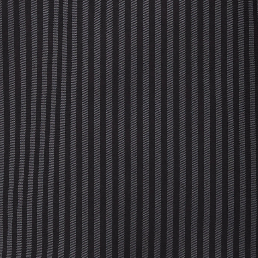 BLACK AND GREY STRIPED COTTON GABARDINE