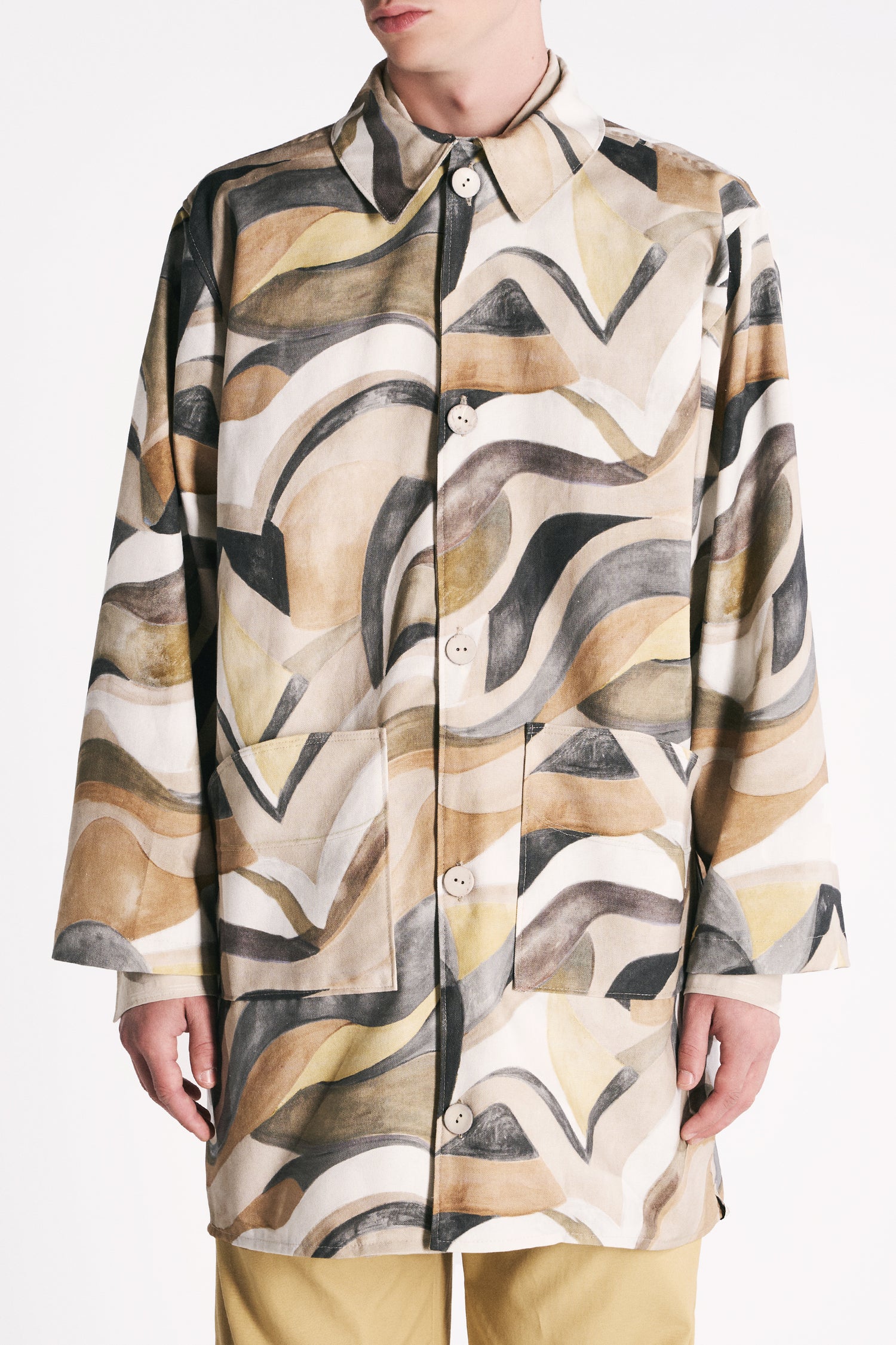 WAVY PRINT ORGANIC COTTON LIGHT COAT