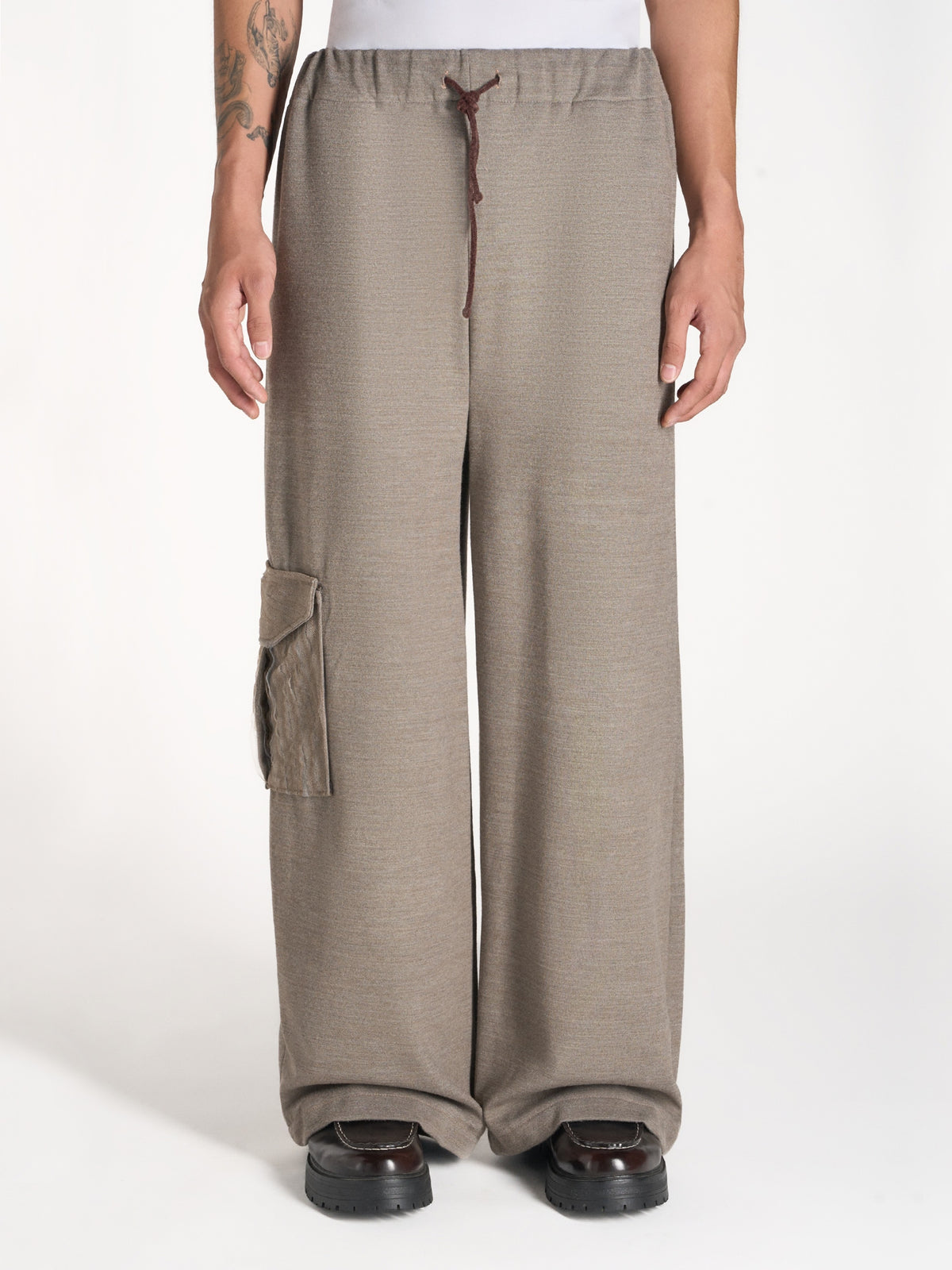 PANTALONE CARGO IN JERSEY MISTO LANA CON TASCA SLASHING