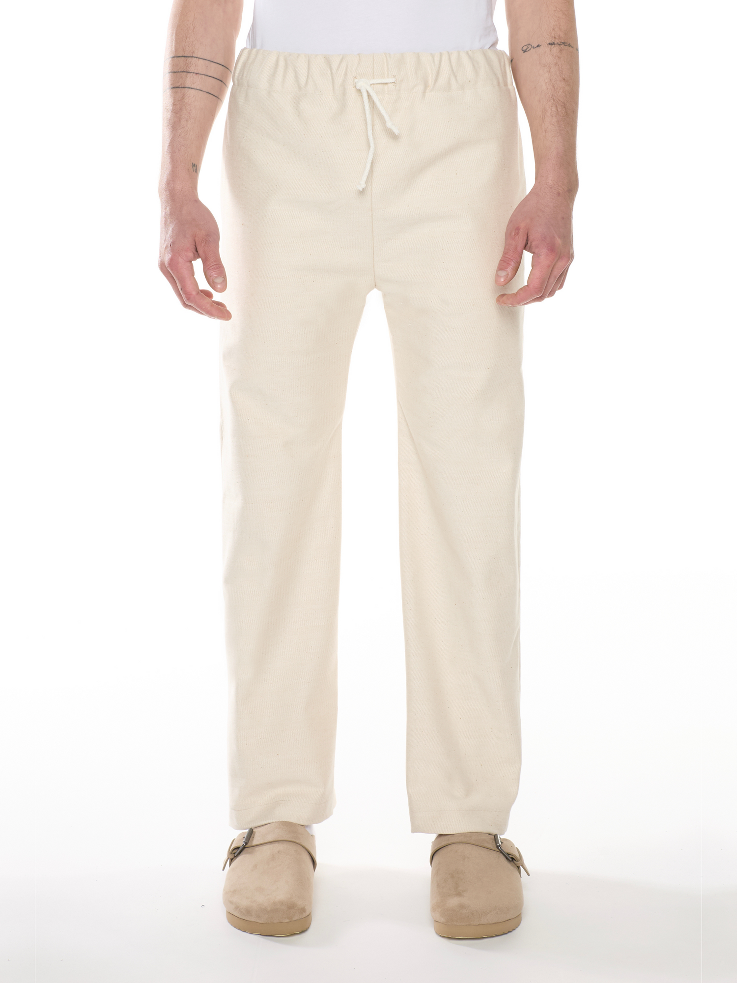 Pantalone Denim Lino Cotone Avorio