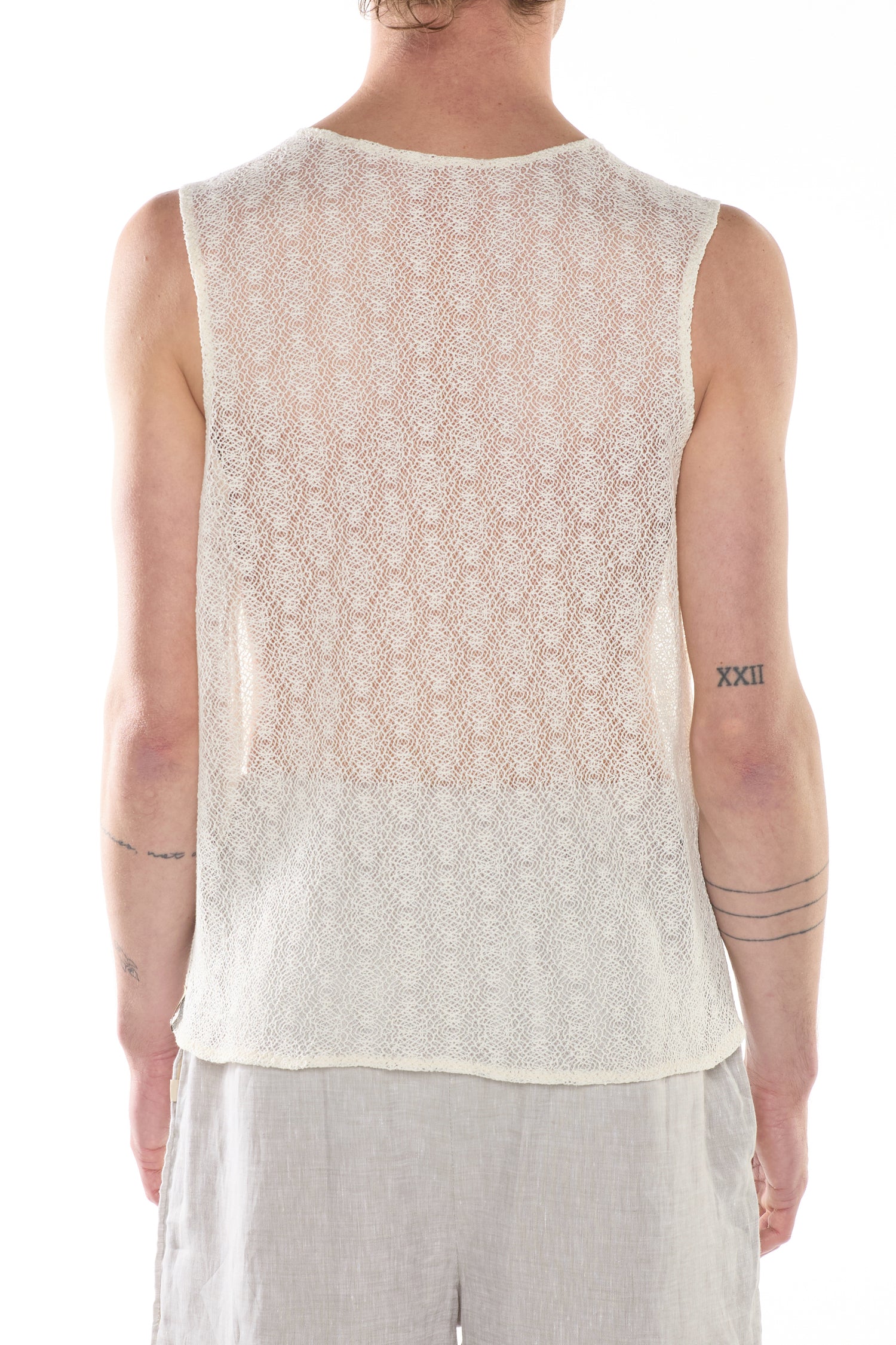 Geometric Mesh Lace Tank Top