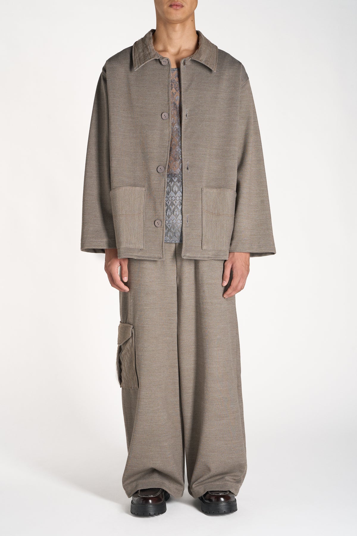 OVERSHIRT IN JERSEY MISTO LANA CON COLLO SLASHING