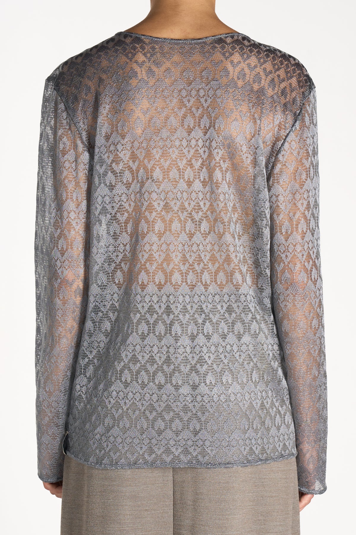 MAGLIA A MANICHE LUNGHE IN PIZZO GRIGIO
