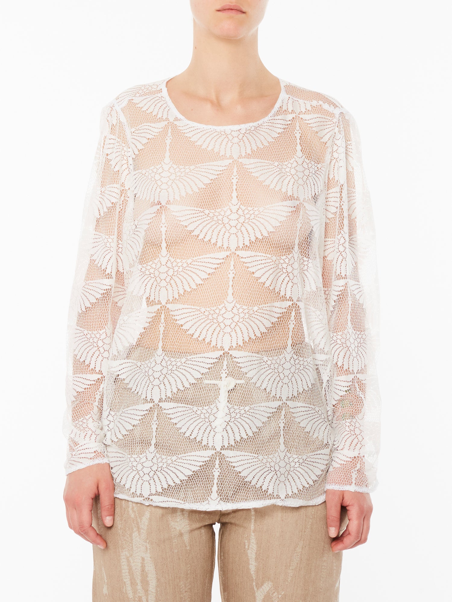 White Lace Long Sleeve T-Shirt 