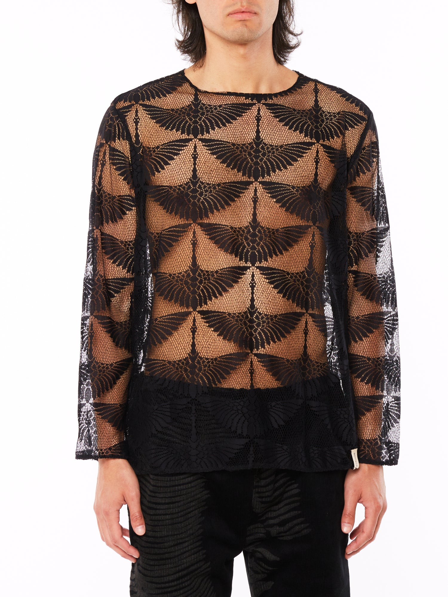 Black Lace Long Sleeve T-Shirt