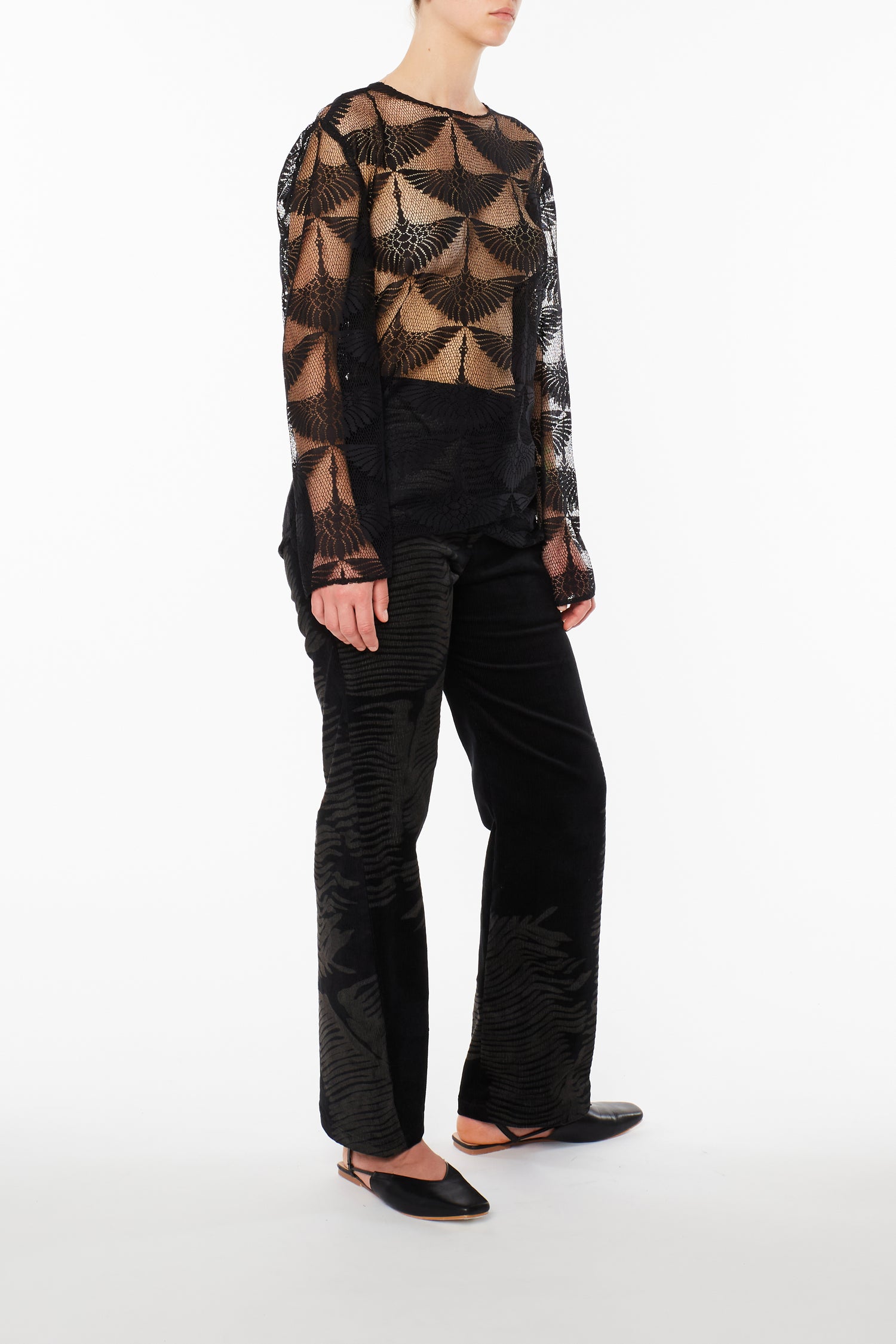 Black Lace Long Sleeve T-Shirt