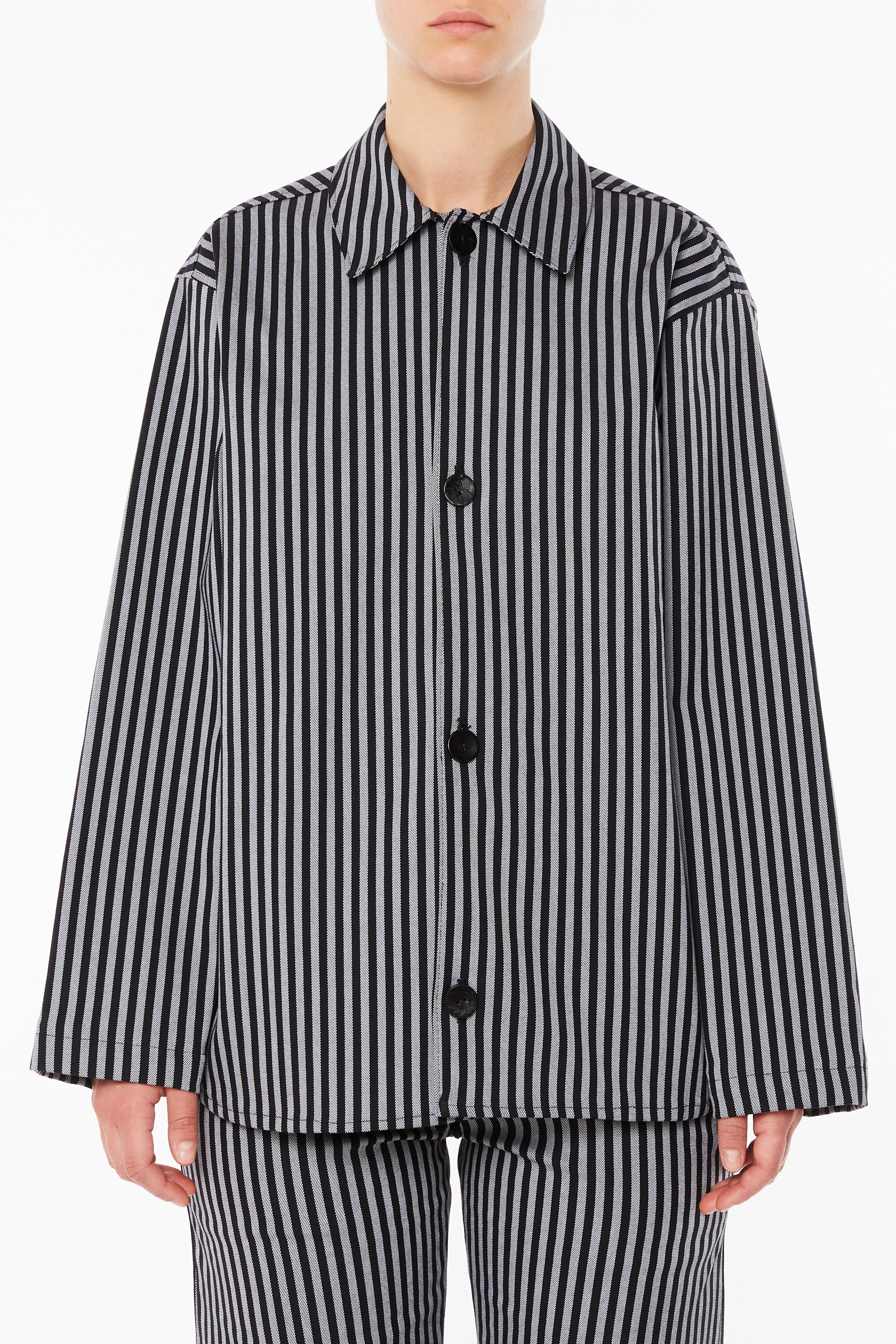 Overshirt a Righe Bianche e Nere