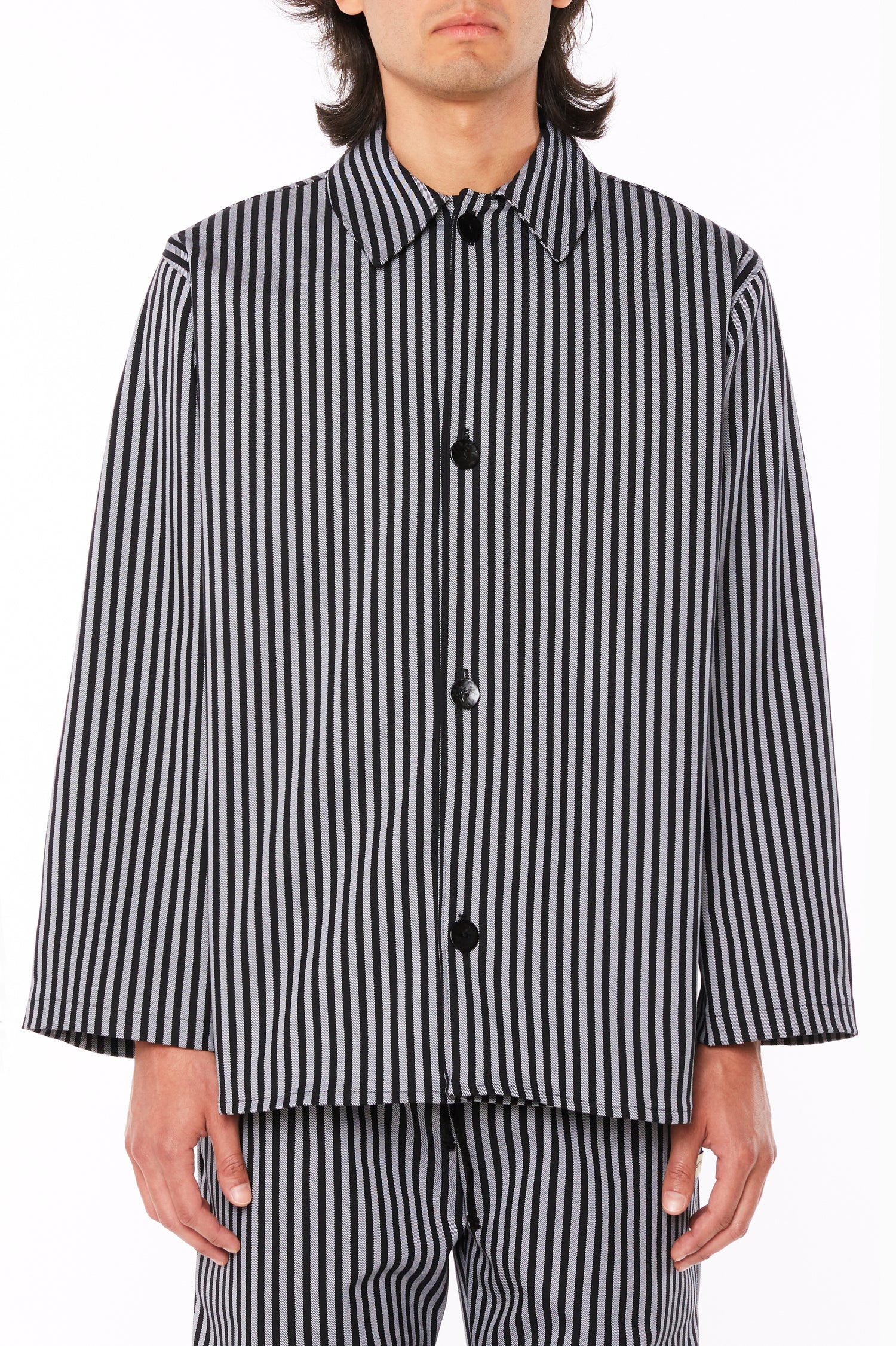 Black and White Striped Overshirt 