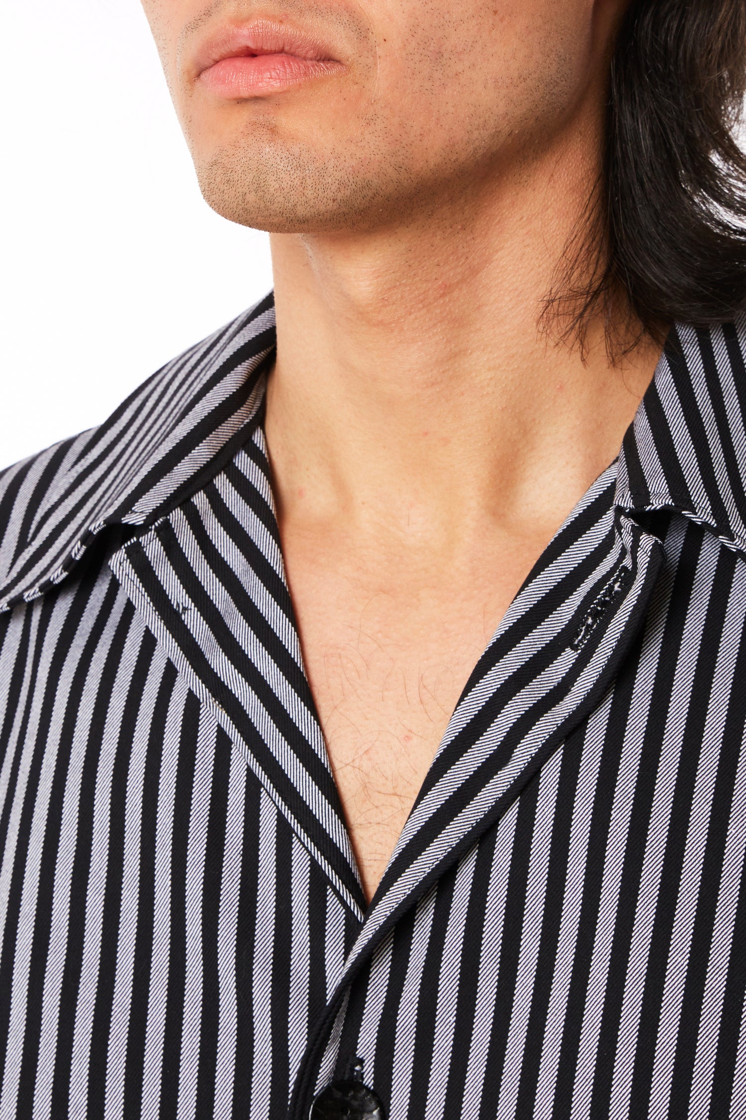 Black and White Striped Overshirt 