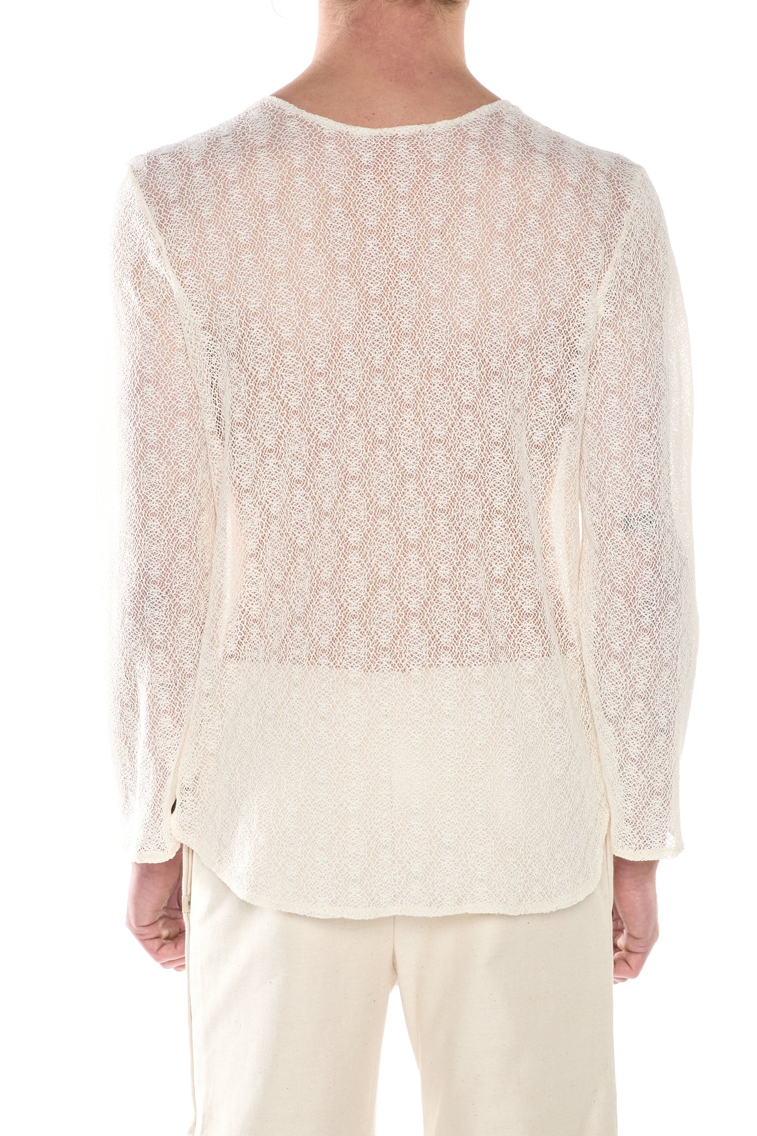 Maglia a Maniche Lunghe in Pizzo a Rete Geometrica
