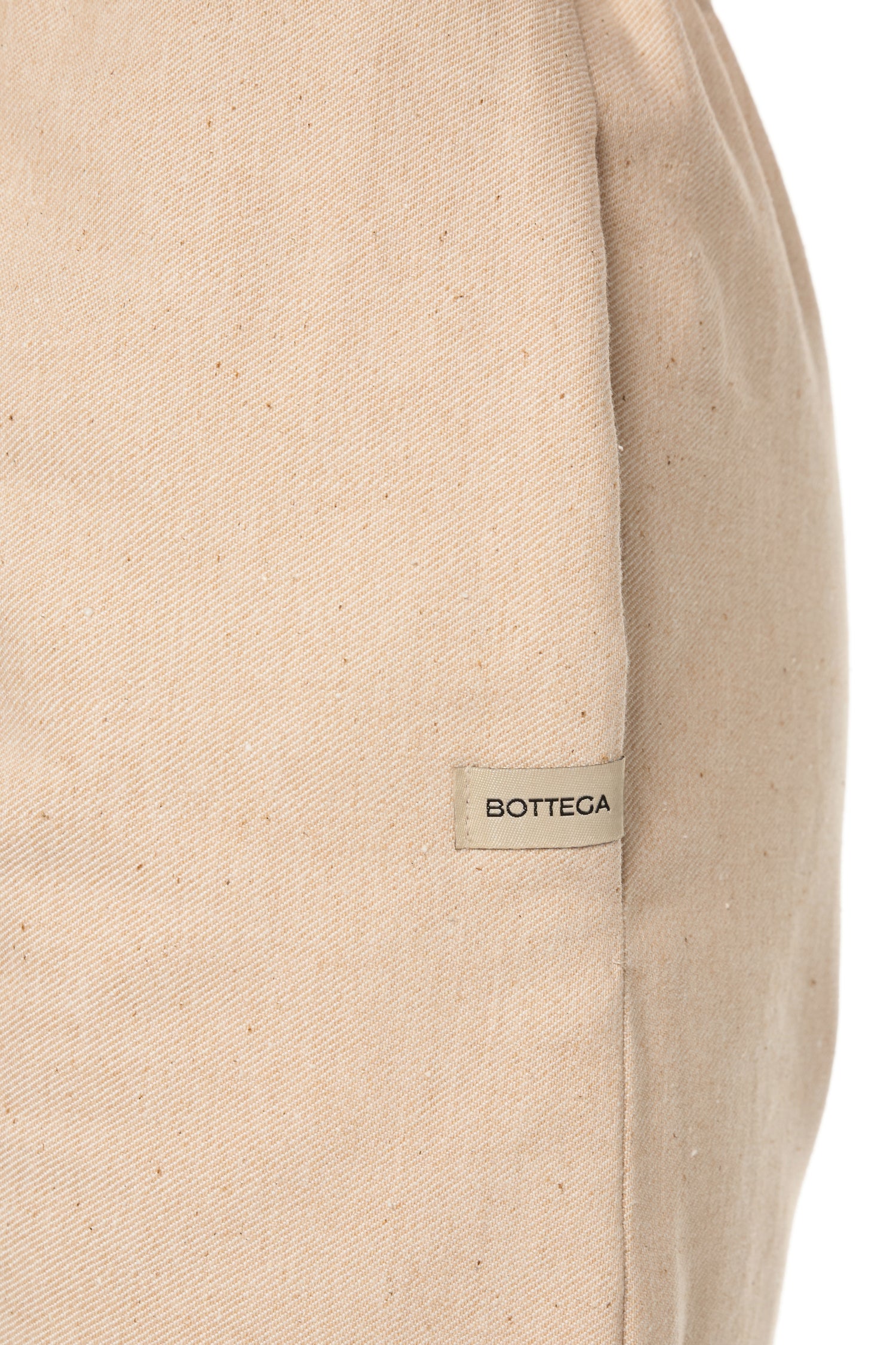 Sand Pink Cotton Linen Blend Denim Trousers