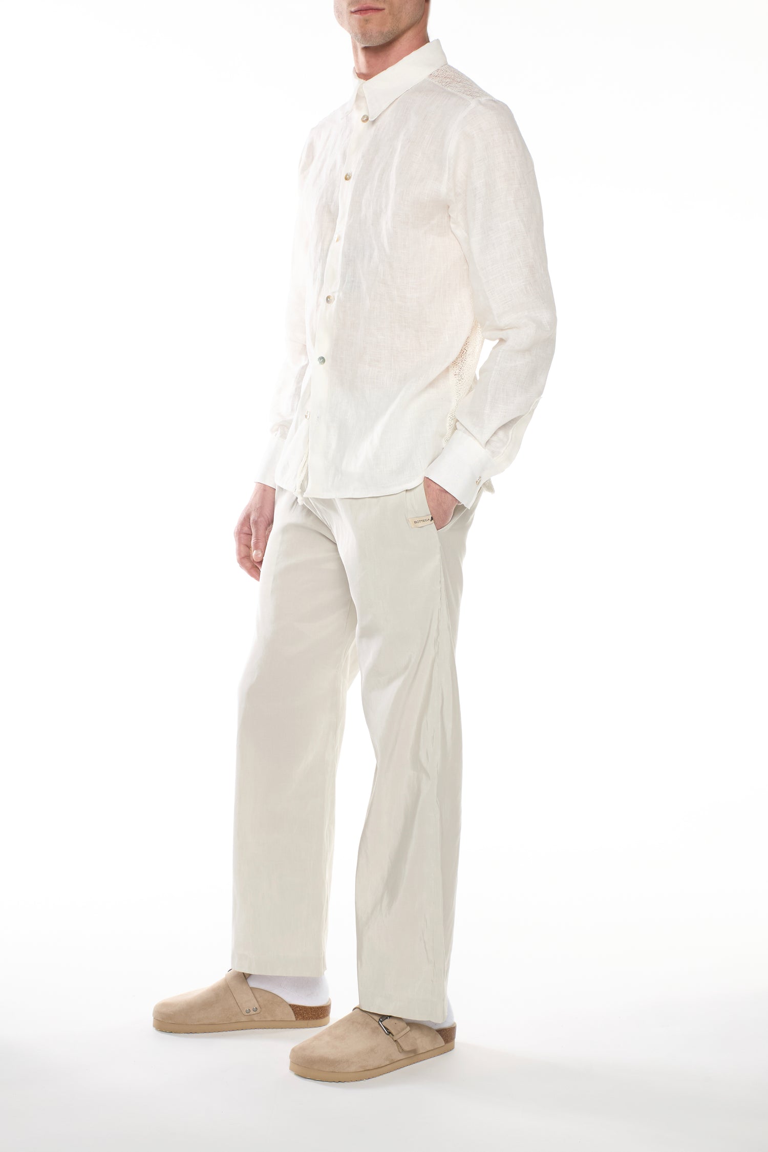 Pantalone Tortora Lino Seta