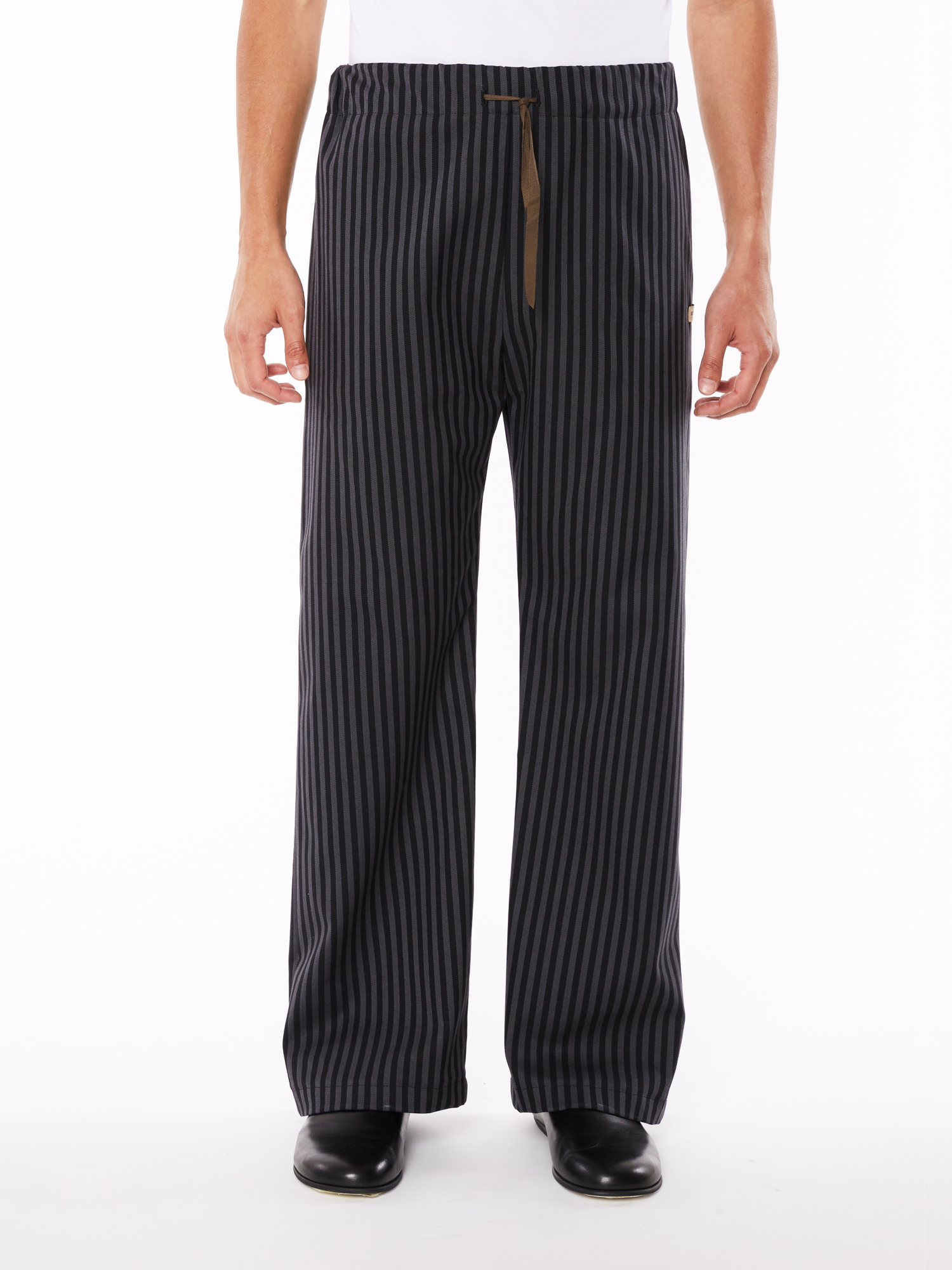 Pantalone a Righe Nere e Grigie