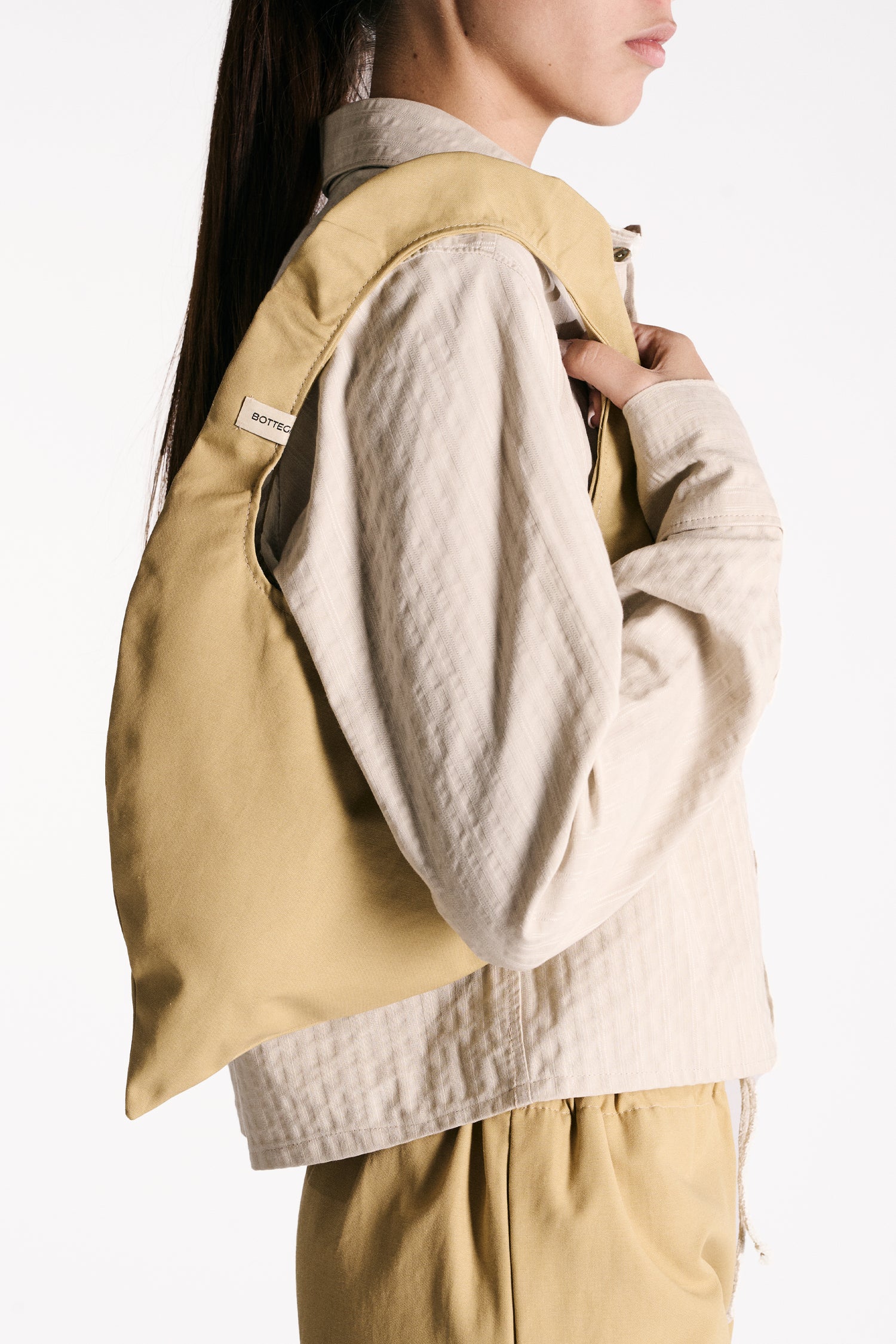 YELLOW SILK DEVORÉ VELVET LONG-SLEEVED T-SHIRT