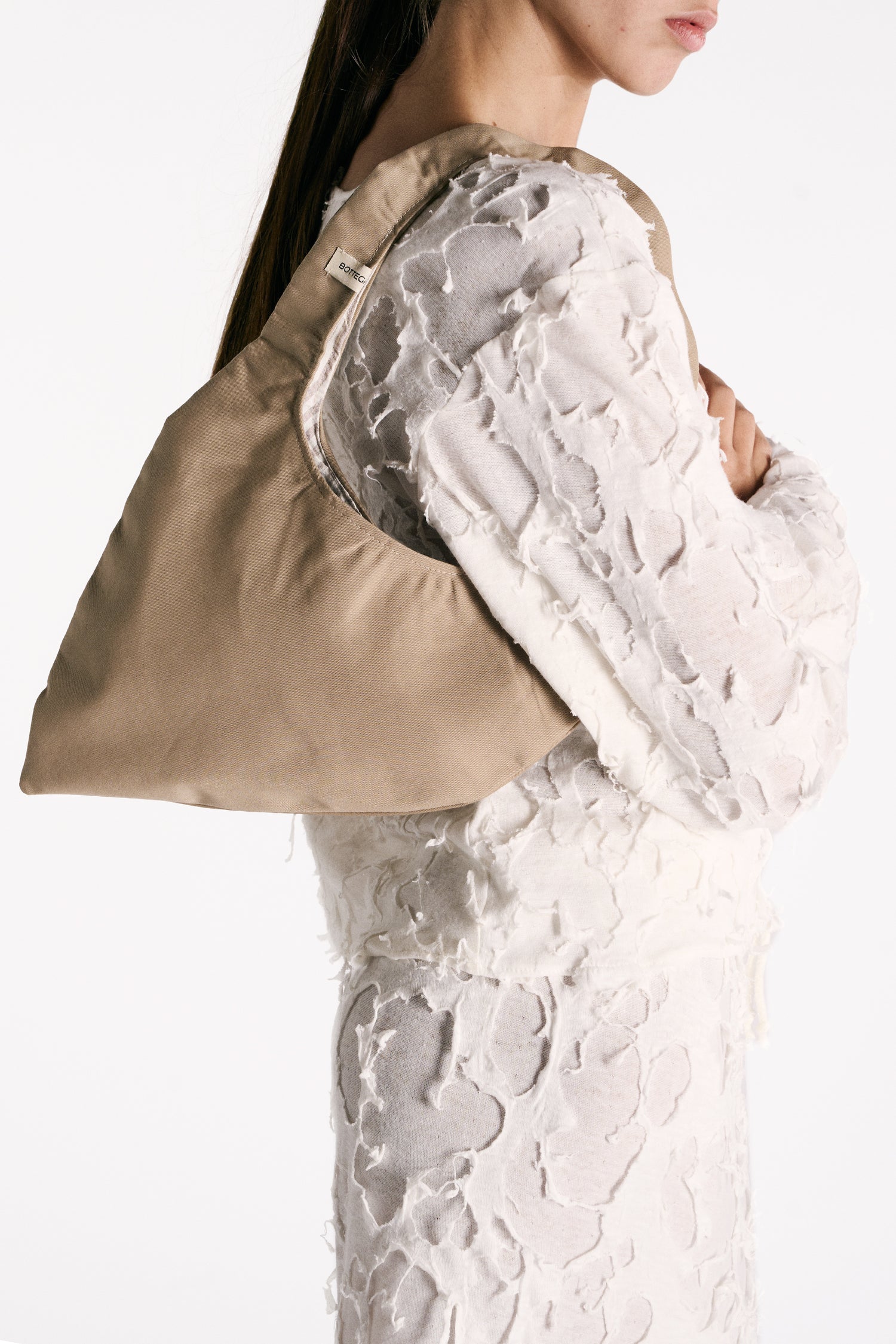 YELLOW SILK DEVORÉ VELVET LONG-SLEEVED T-SHIRT