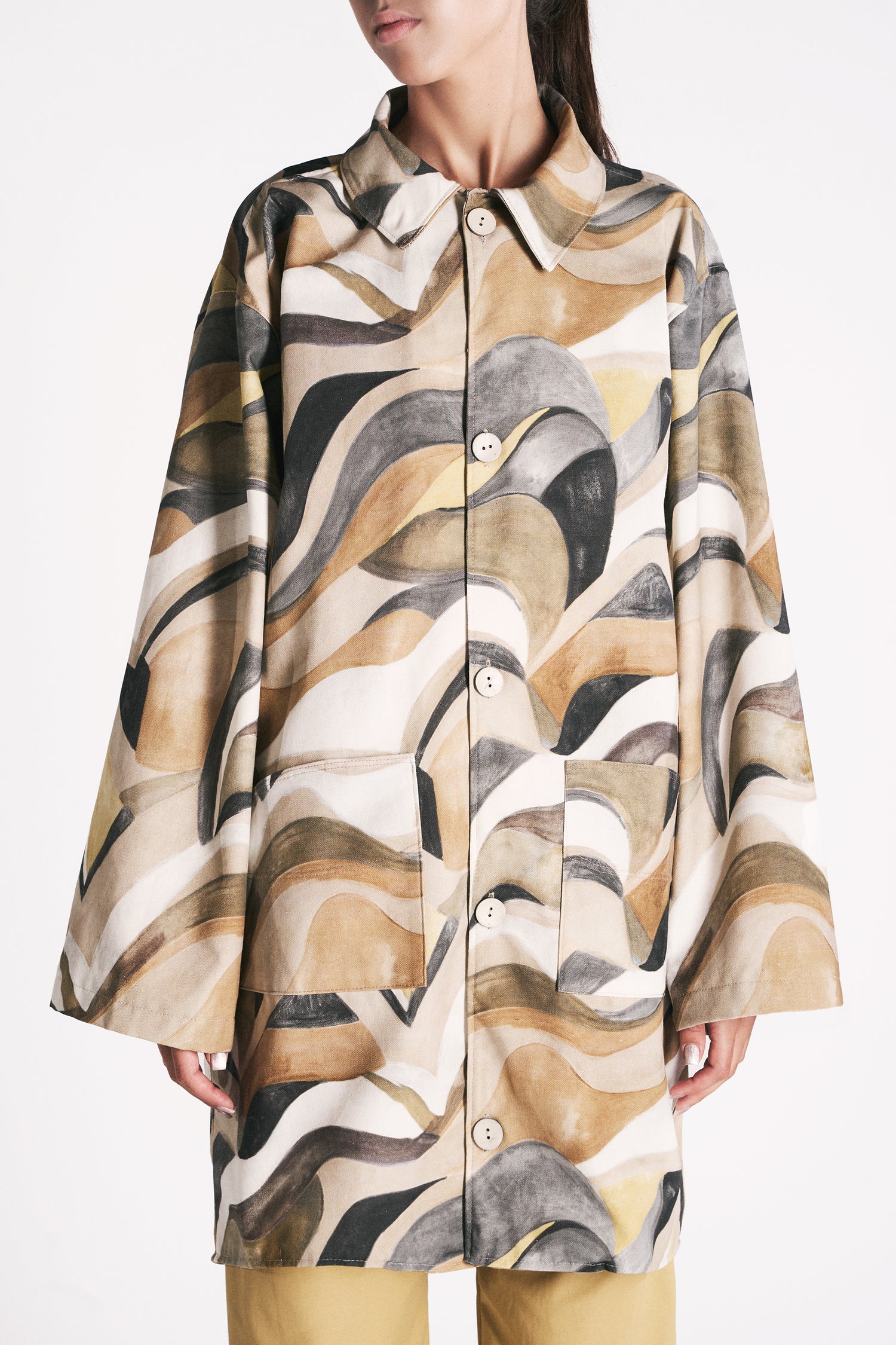 WAVY PRINT ORGANIC COTTON LIGHT COAT 