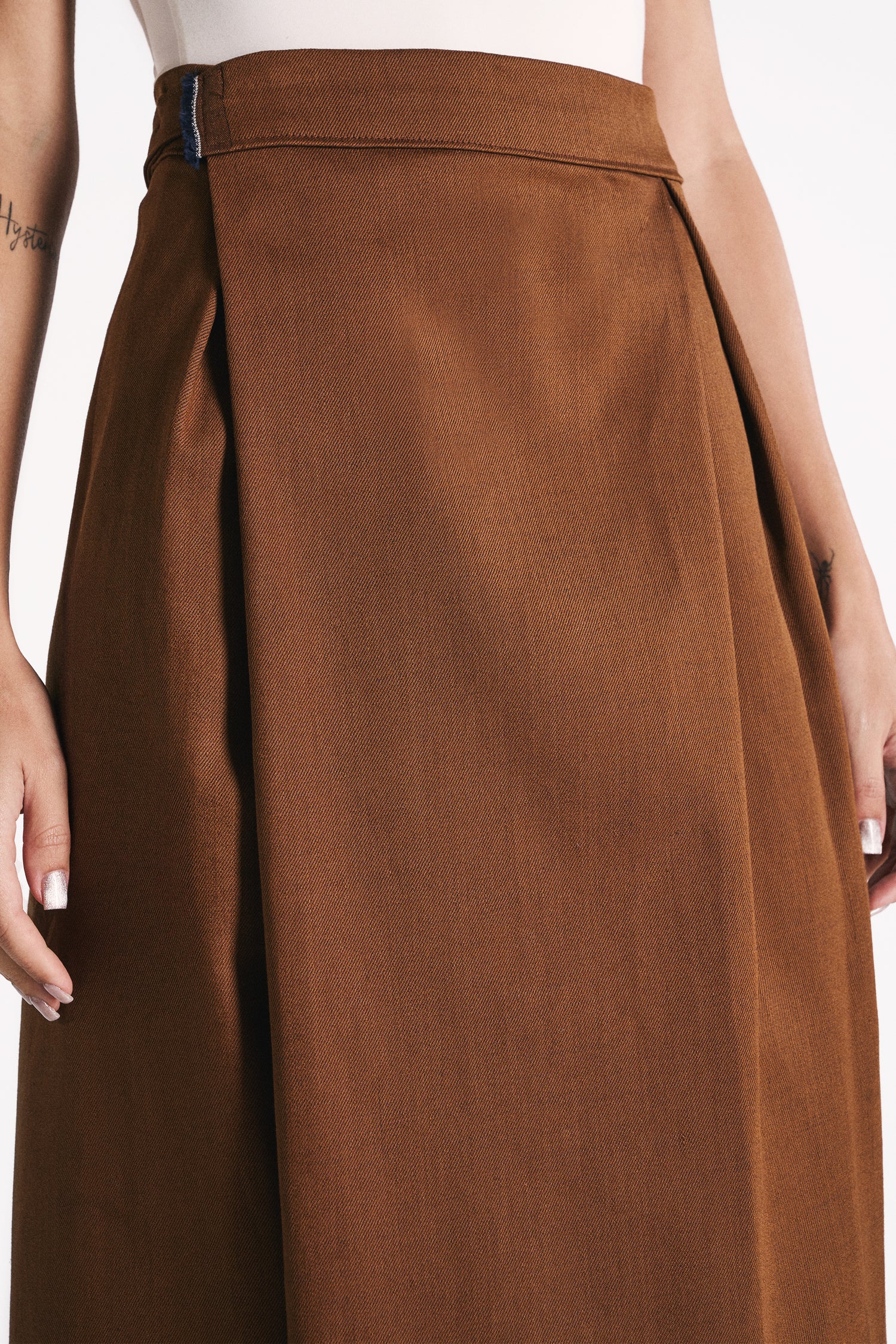 RUST DENIM WRAP SKIRT