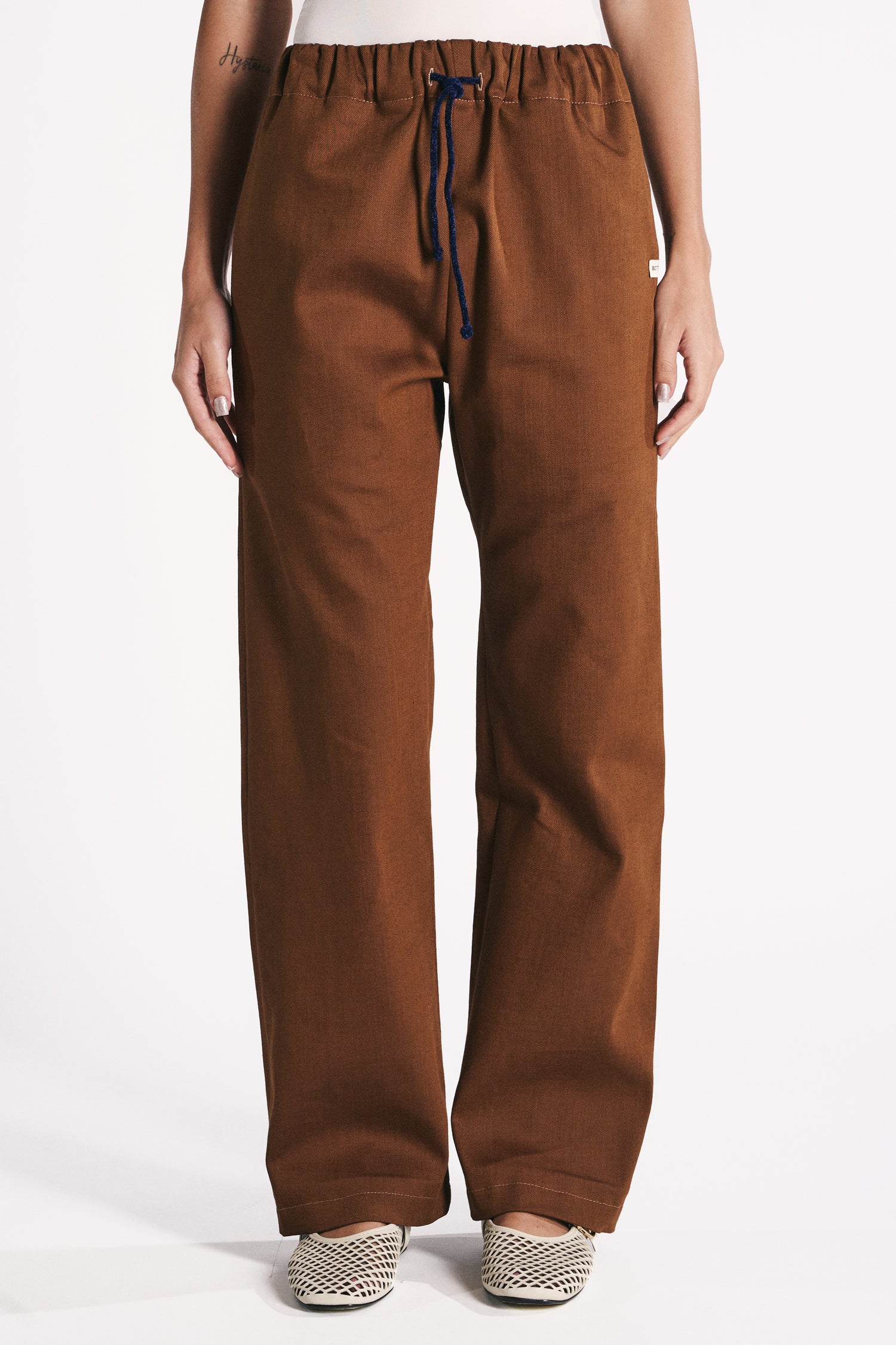 BLUE HERRINGBONE DENIM TROUSERS