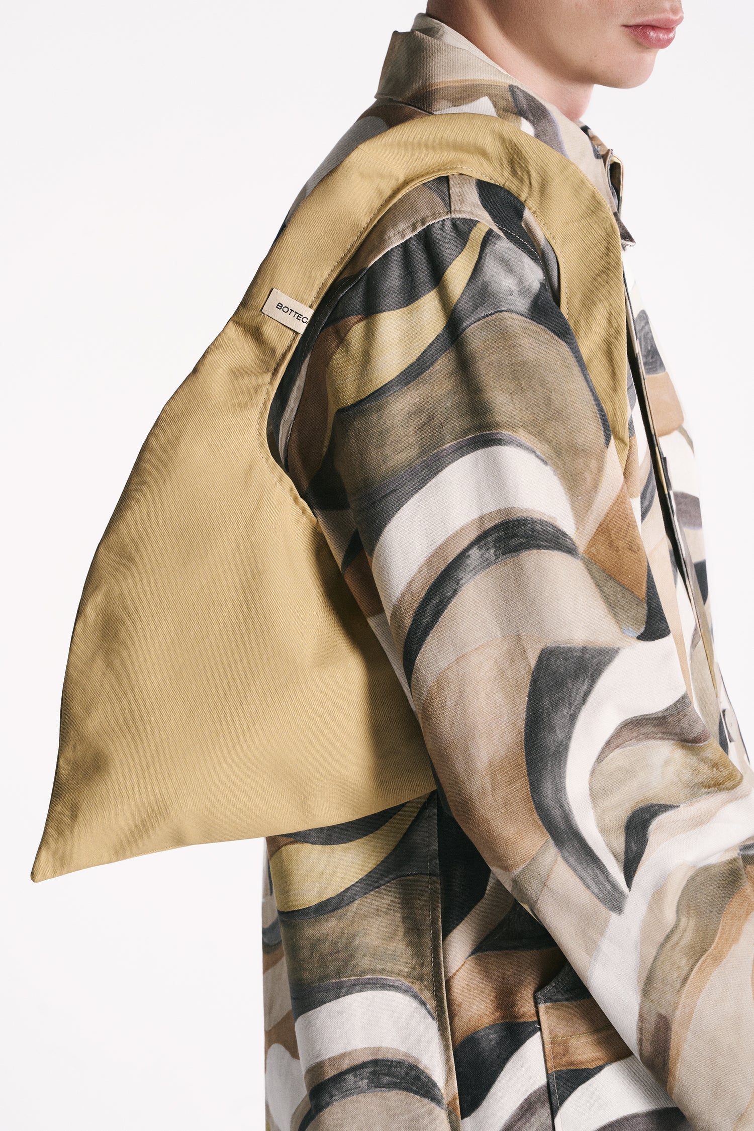 YELLOW SILK DEVORÉ VELVET LONG-SLEEVED T-SHIRT