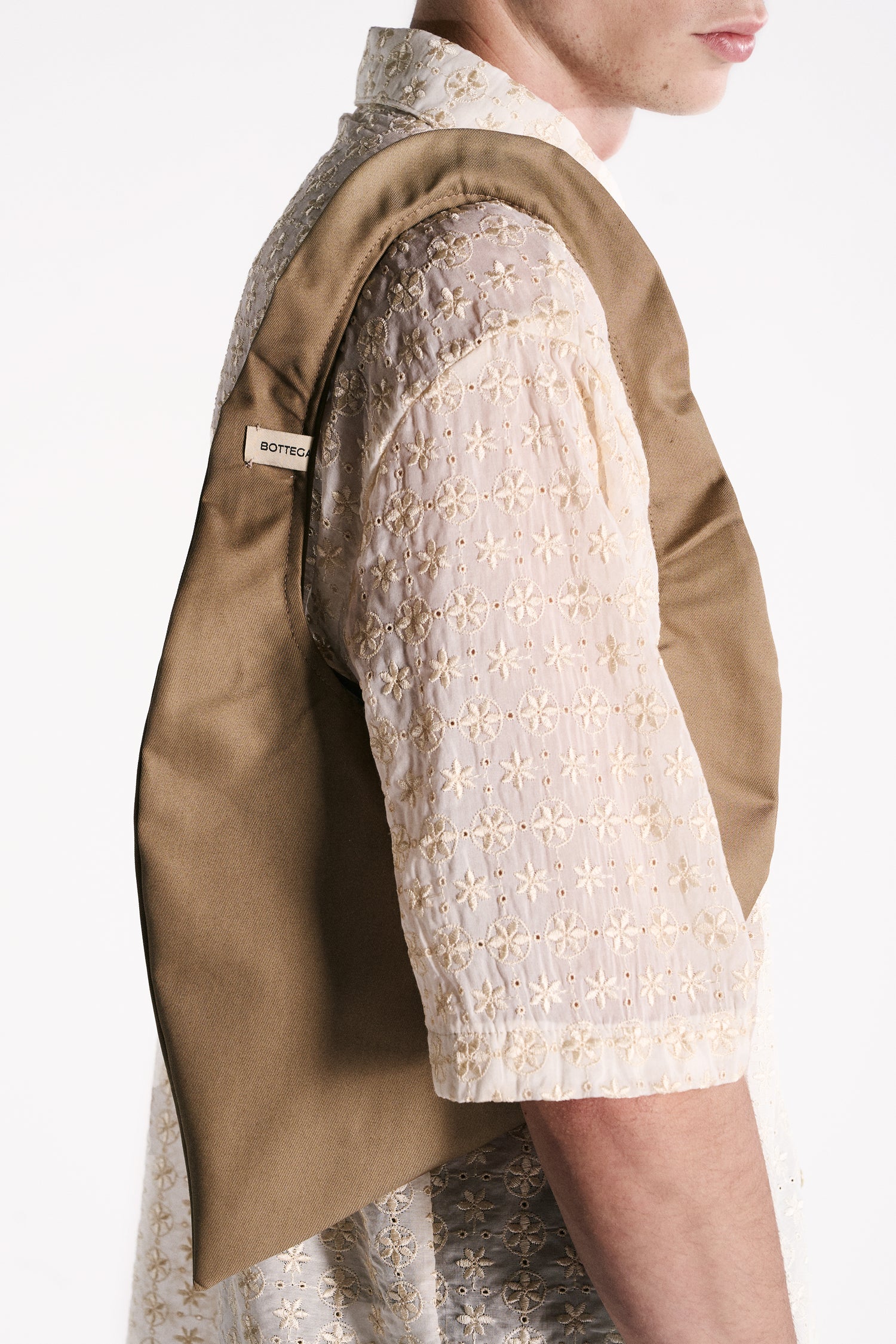 YELLOW SILK DEVORÉ VELVET LONG-SLEEVED T-SHIRT